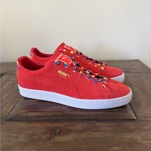 Puma x The Trevor Project‎ red orange suede leather lace up sneakers shoes men 8